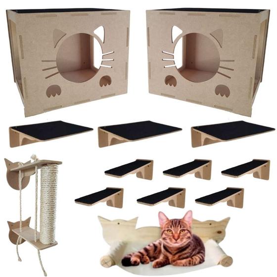 Imagem de Kit Playground para Gatos de parede Nicho Arranhador Gatificação