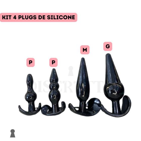 Imagem de Kit Plug Anal 4 Tamanhos em Silicone Alarga Anus