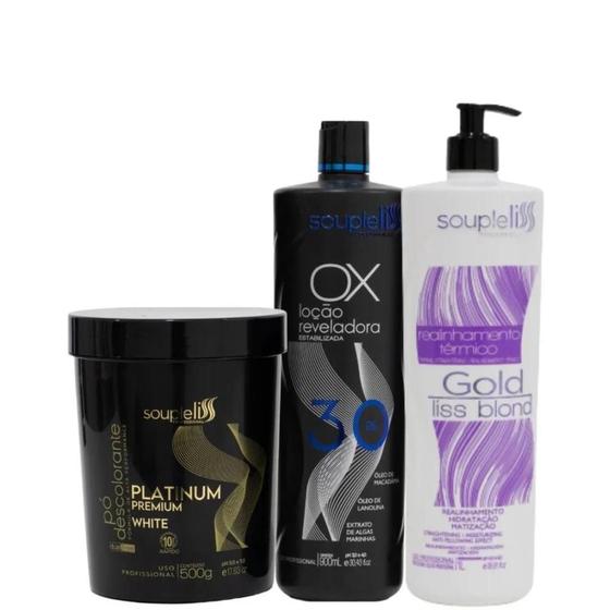 Imagem de Kit Pó Descolorante + Ox 30 Vol + Gold Liss Blond Souple Lis