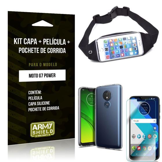 Imagem de Kit Pochete Motorola Moto G7 Power Pochete + Capa + Película de Vidro - Armyshield