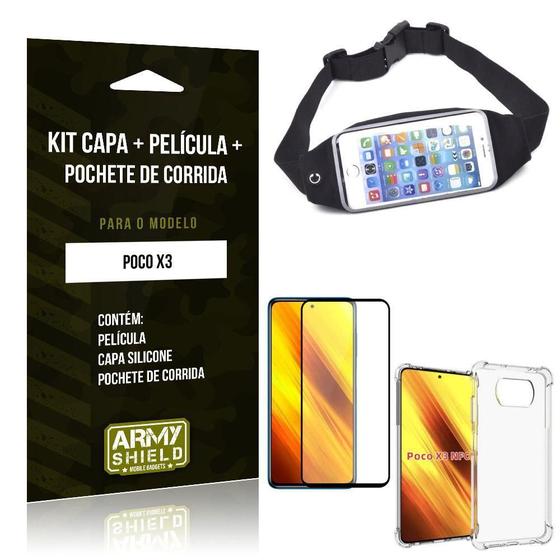 Imagem de Kit Poco X3 Pochete+Capinha Anti Impacto+Película Vidro 3D