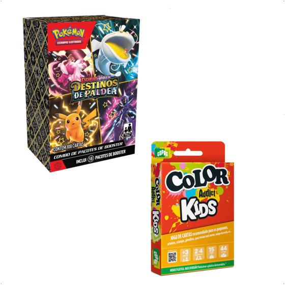 Imagem de Kit Pokemon EV4.5 - Combo De Booster Display Box - Destinos de Paldea Copag 33859 + Color Addict Kids Cartucho