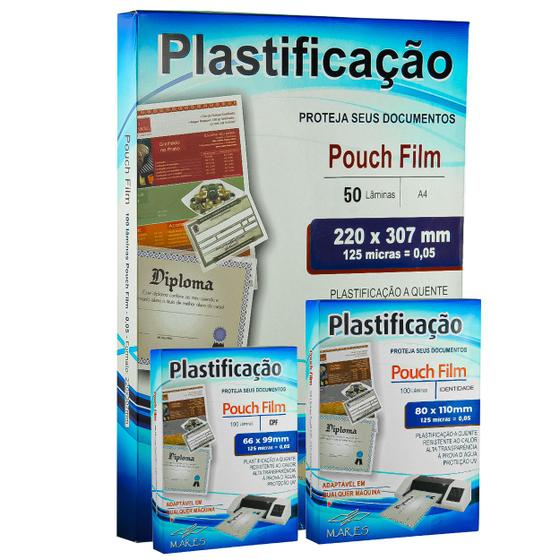 Kit Polaseal 250 unidades Plástico para Plastificação0,05 - Mares Imagem de Kit Polaseal 250 unidades Plástico para Plastificação0,05