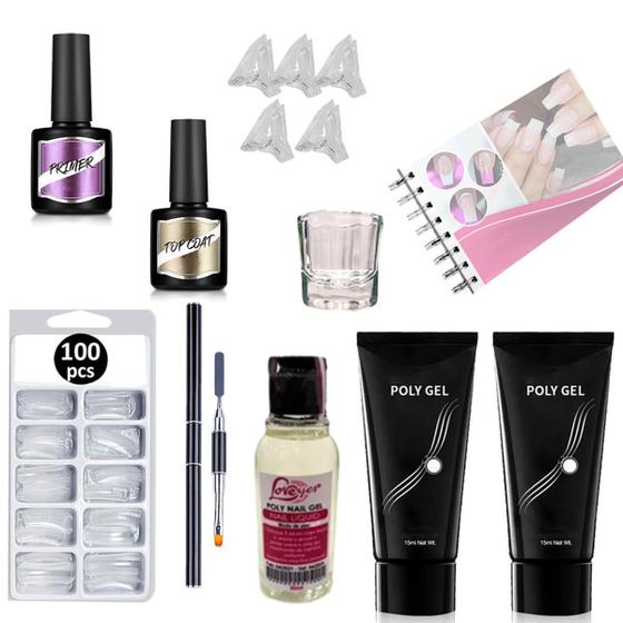 Kit Poligel Polygel Monomer Top Coat Pincel Duplo + Manual Casa_da