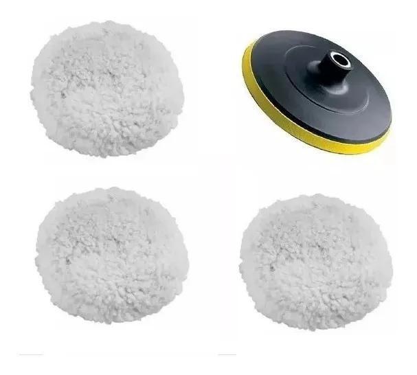 Imagem de Kit Polimento Para Esmerilhadeira Disco + 3 Boina Lã 5 Pro