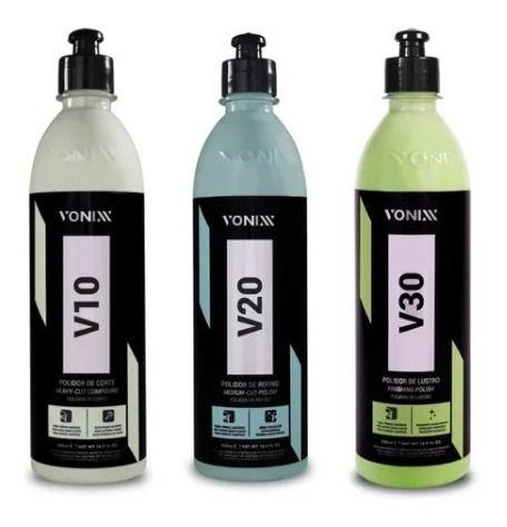 Imagem de Kit Polimento Vonixx V10 Corte V20 Refino V30 Lustro