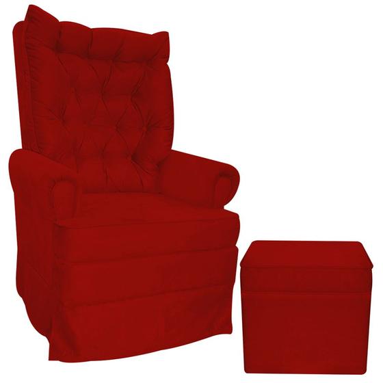 Kit Poltrona Amamentação Gabi com Balanço + Puff Vermelho Menor preço em Kit Poltrona Amamentação Gabi com Balanço + Puff Vermelho