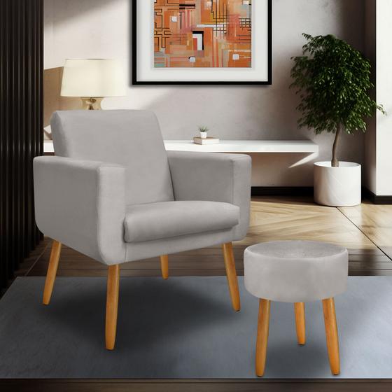 kit poltrona Anita +puff redondo pés palito decorativo-ME Ecommerce Menor preço em kit poltrona Anita +puff redondo pés palito decorativo-ME Ecommerce