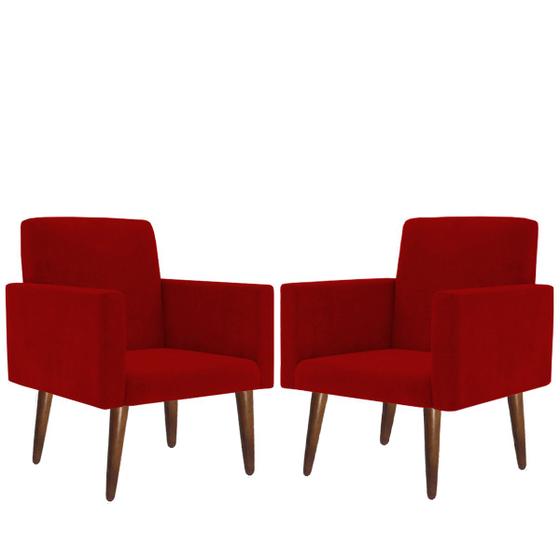 Imagem de Kit Poltrona Decorativa Nina Suede Vermelho