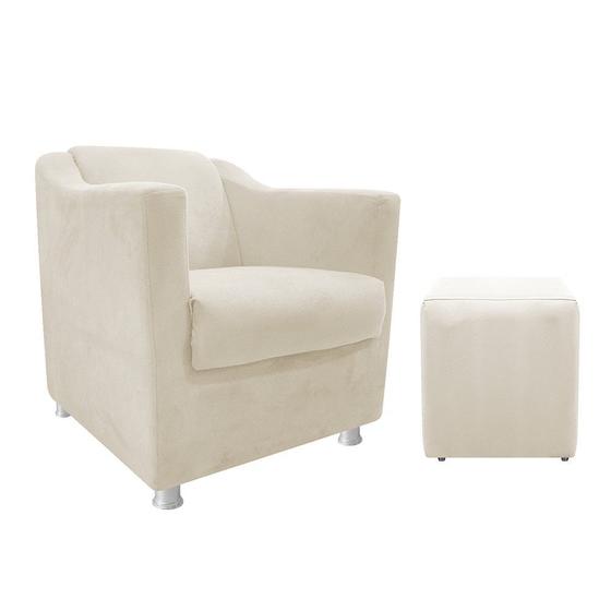 Imagem de kit Poltrona Decorativa Tilla e Puff Dado Sala de Estar Recepção Corano Bege