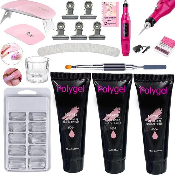 Imagem de Kit Polygel Motor Caneta Molde F1 Reutilizável Alongamento