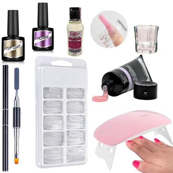 Kit Polygel Poligel Monomer Cabine Pincel Duplo Top Coat Casa Da