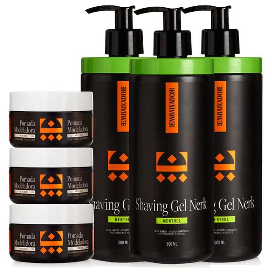 Kit Pomada Efeito Seco + Shaving Gel Nerk Menthol Embaixador Pomada