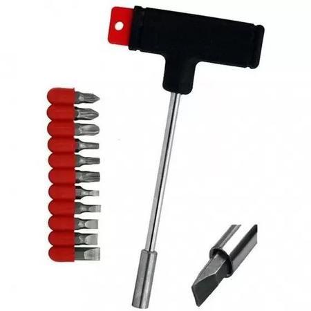 Imagem de Kit Pontas Bits Com Chave T de manutenção soquete Manual 12 Peças 4/12mm Or