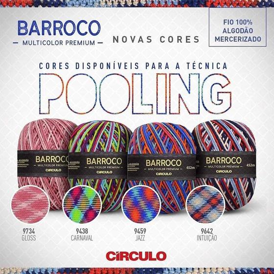 Imagem de Kit Pooling com Barbante Barroco Multicolor Premium 400g - 4 Cores