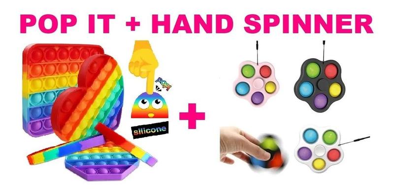 Imagem de Kit Pop It Colorido + Hand Spinner Anti Stress