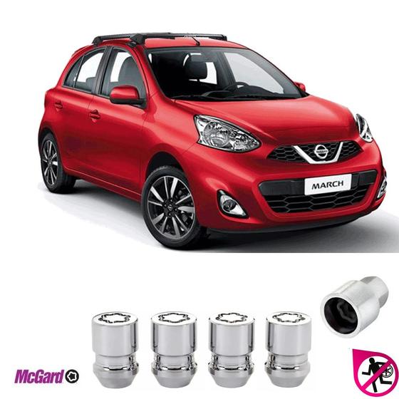 Imagem de Kit Porca Antifurto Roda Nissan March 2012 a 2020 Original