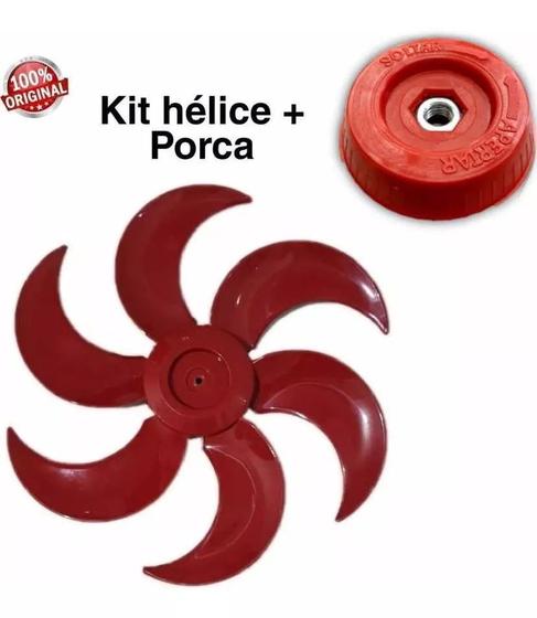 Imagem de Kit Porca + Hélice Mondial 6 pas 50cm Vermelha