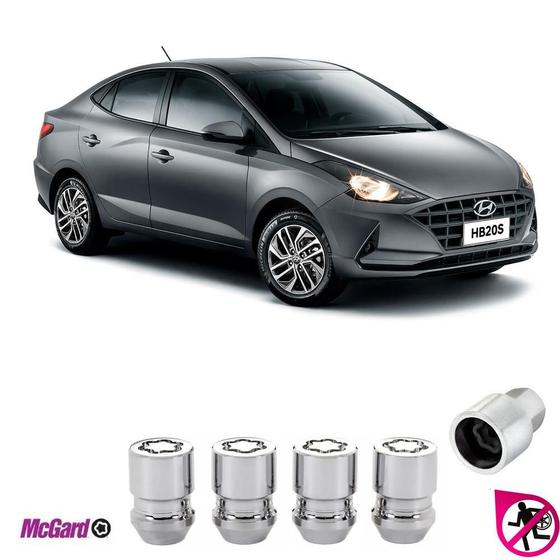 Imagem de Kit Porca Trava Antifurto Roda Hyundai Hb20S 2012 A 2023