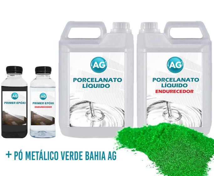 Imagem de Kit Porcelanato Líquido Metálico Verde Bahia Ag Por M 1M