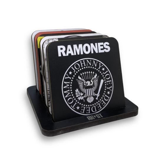 Imagem de Kit Porta Copos Banda Rock Ramones Punk Hey Ho Lets Go