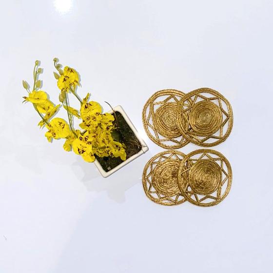 Imagem de Kit Porta Copos Capim Dourado do Jalapão - 4 peças - Modelo Estrela