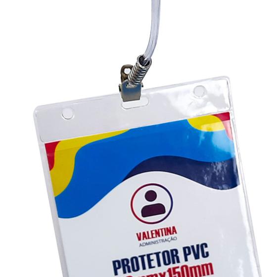 Imagem de Kit Porta Crachá 11x15 Com Cordão de Silicone Presilha Jacaré C/100