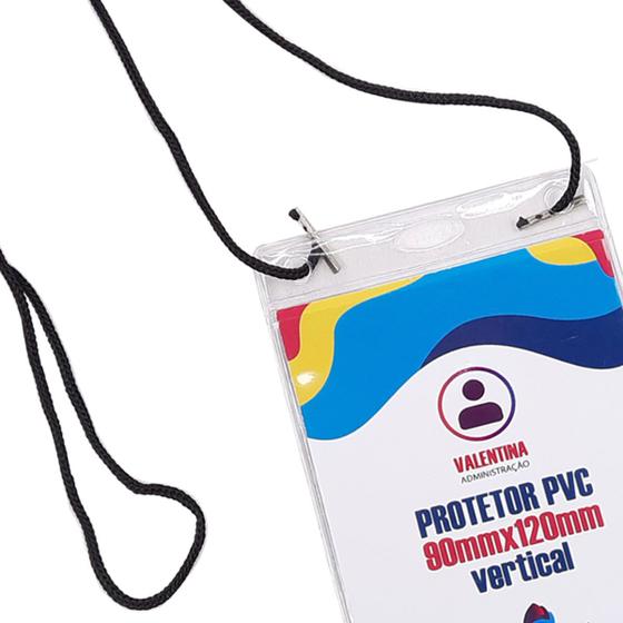 Imagem de Kit Porta Crachá 9x12 Com Cordão Nylon Ponteira C/100