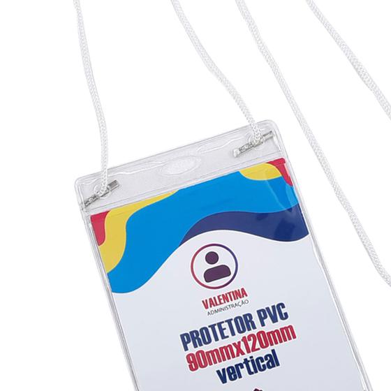 Imagem de Kit Porta Crachá 9x12 Com Cordão Nylon Ponteira C/25