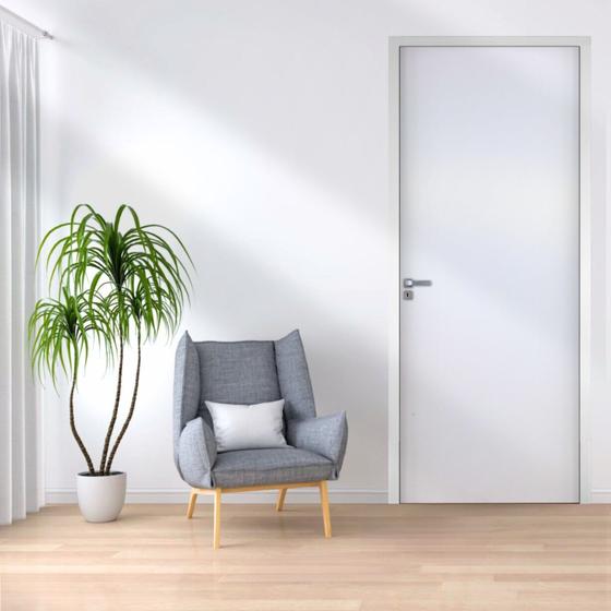 Imagem de Kit Porta de Madeira 210x62cm Batente 7,5cm Lisa Primer Uniportas Branco