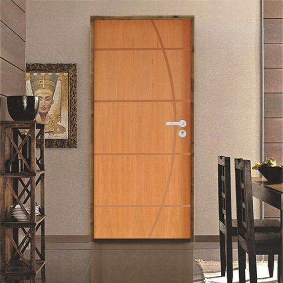 Imagem de Kit Porta de Madeira 210x72cm Batente 14cm Fechadura Stilo Belissima 5 Rodam