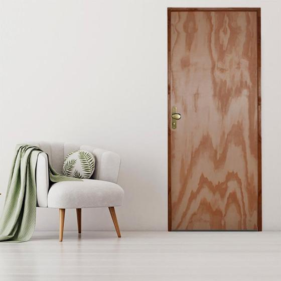 Imagem de Kit Porta de Madeira 210x80cm Batente 14cm Fechadura Golf Rodam