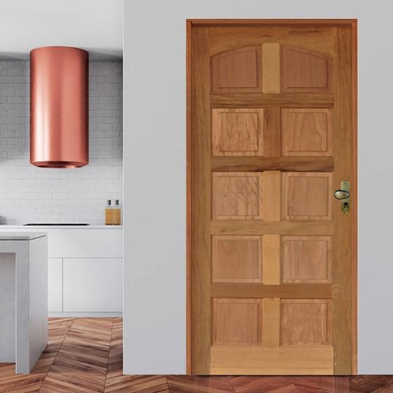 Imagem de Kit Porta de Madeira 210x82cm Batente 11cm Fechadura Golf Rodam