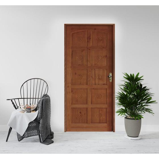 Imagem de Kit Porta de Madeira 210x82cm Batente 11cm Fechadura Golf Rodam