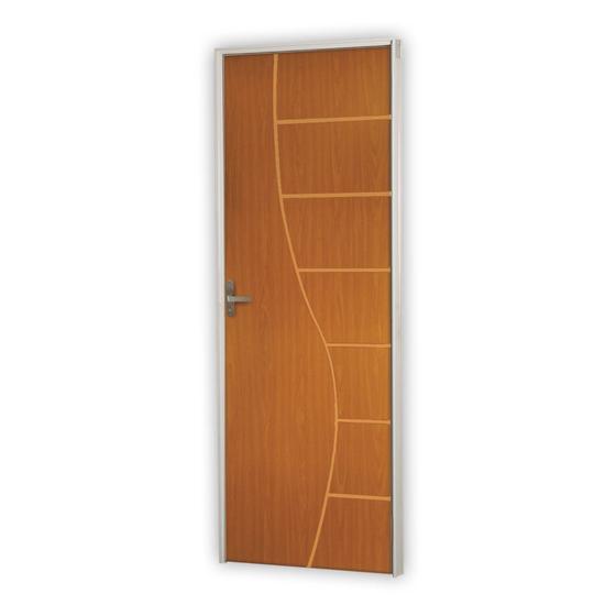 Imagem de Kit Porta de Madeira Decorada 212x75cm com Batente de Alumínio 3,6cm Cantareira MGM