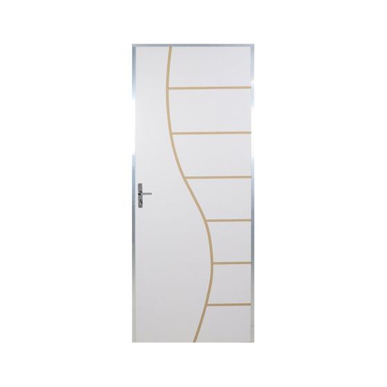 Imagem de Kit Porta de Madeira Decorada 212x95cm com Batente de Aluminio 3,6cm Cantareira MGM