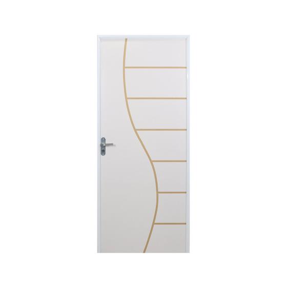 Imagem de Kit Porta de Madeira Decorada 215x85cm com Batente de Aço 06cm Cantareira MGM