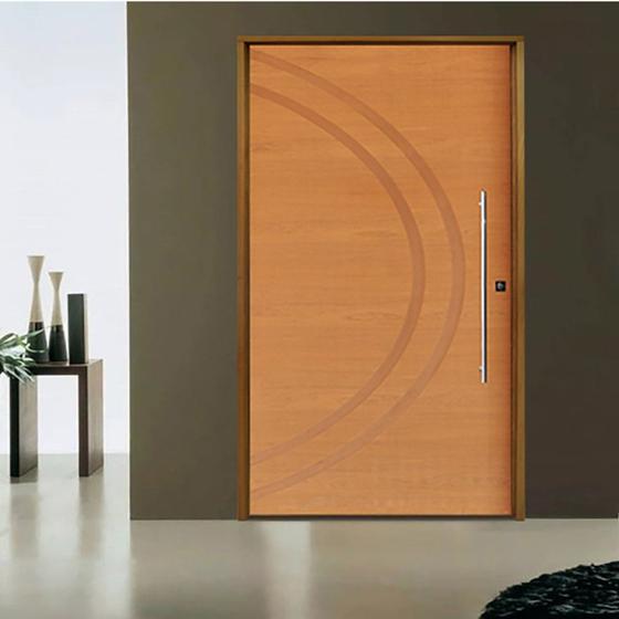 Imagem de Kit Porta de Madeira Pivotante 210x140cm Batente 14cm Fechadura 803 Rolete Externa Concept 11 Hale Esquadrias