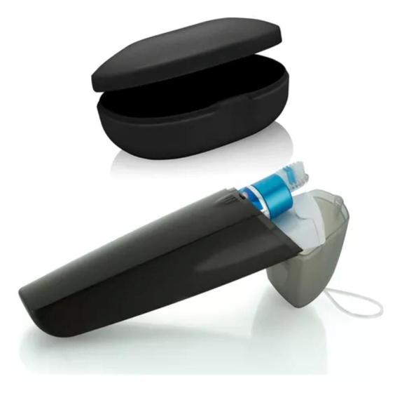 Imagem de Kit Porta Escova e Saboneteira em barra Viagem Preto Resistente Acessorios