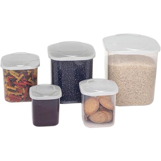 Imagem de Kit Porta Mantimentos Com 5 Peças 660/1100/1750/3450/5600ml - Jaguar Plasticos