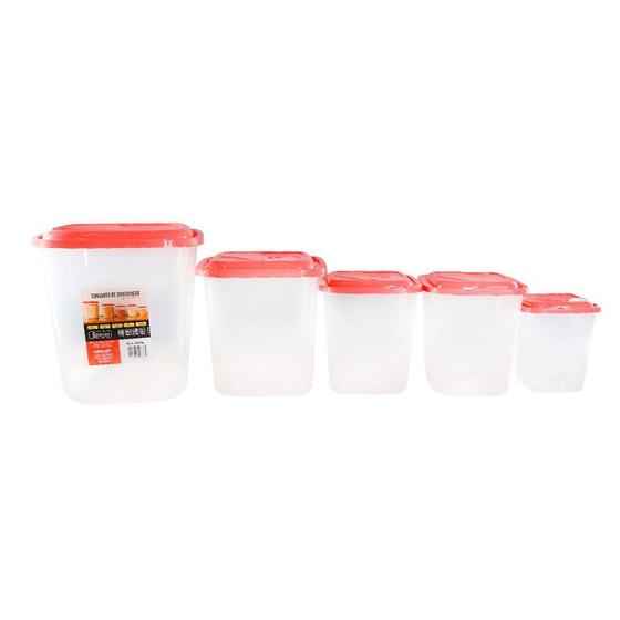 Imagem de Kit Porta Mantimentos Com 5 Peças Uninjet - Vermelho