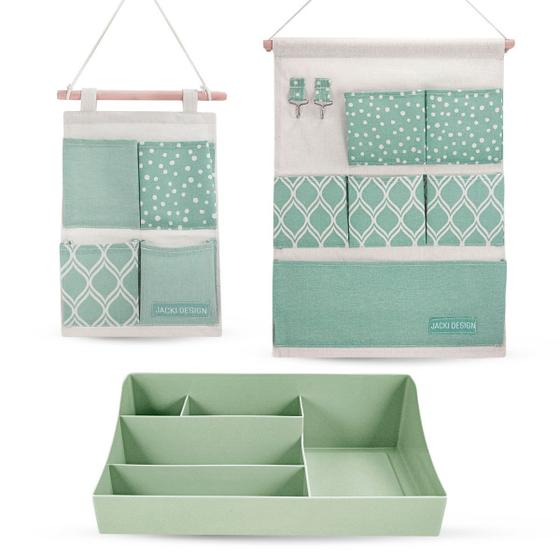 Imagem de Kit Porta Objetos 3 Pçs Organizador De Mesa E Parede Multiuso Decorativo Jacki Design Penteadeira Escritório Ateliê