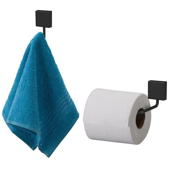 Imagem de Kit Porta Papel Higiênico + Gancho Porta Toalha Preto Nero - Future