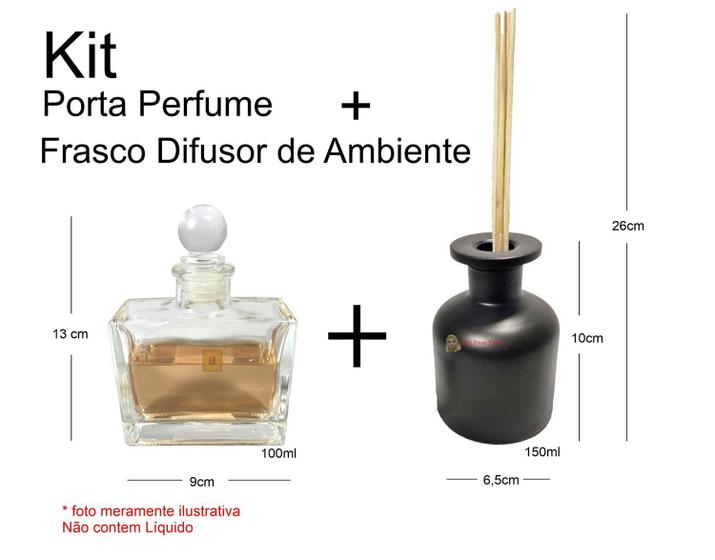 Imagem de Kit Porta Perfume + Frasco com Varetas Difusor de Ambiente