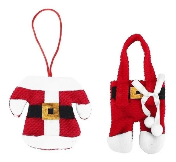 Imagem de Kit Porta Talher De Natal Roupa Do Papai Noel - 4 Unidades