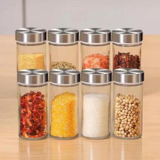 Imagem de Kit Porta Tempero e Condimentos 12 Potes  Com Base Giratória 360 Inoxidável Gourmet Sofisticado 