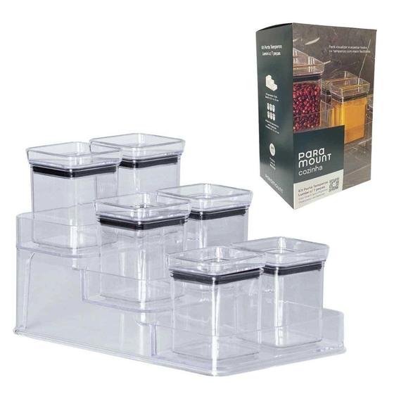 Imagem de Kit Porta Temperos Acrílico Lumini com 7 Peças