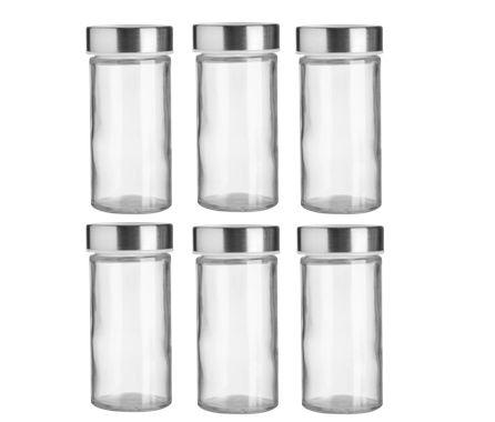 Kit Porta Temperos com 6 Potes vidro tampa Inox 80ml Menor preço em Kit Porta Temperos com 6 Potes vidro tampa Inox 80ml