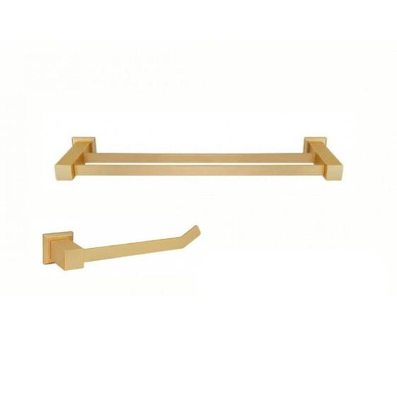 Imagem de Kit Porta Toalha de Banho Dupla com 62cm e Porta Toalha de Rosto Ducon Metais