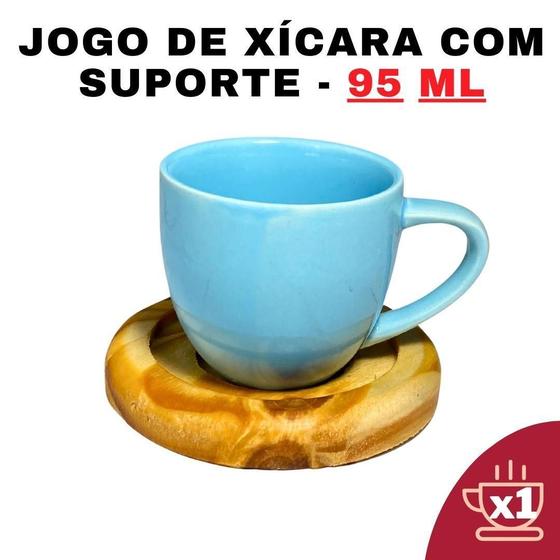 Imagem de Kit Porta Xícara Circular Com Xícara Em Porcelana ul 95Ml